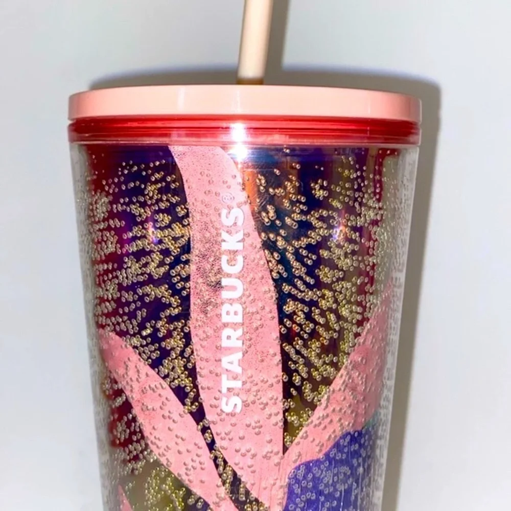 Starbucks Pink and Gold Coral Reef Bubble 24 oz Tumbler